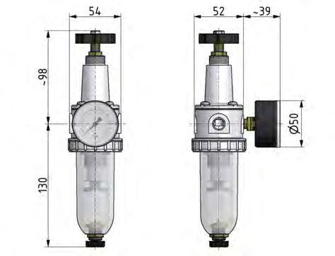 Filter-Regulator G3/8'' 900 l/min 0.2-6.0bar/3-87psi Semi-Auto Protective Cage Polycarbonate Standard 1