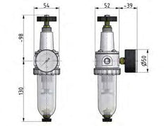 Filter-Regulator G3/8'' 900 l/min 0.2-6.0bar/3-87psi Semi-Auto Protective Cage Polycarbonate Standard 1