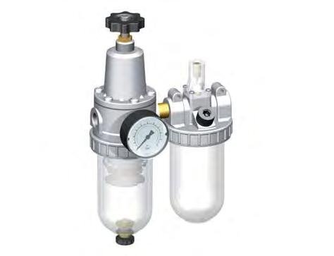 FRL 2-Delig G3/8'' 800l/min 0.5-10.0bar/7-145psi Semi-Automatische Beschermkooi Polycarbonaat Standaard 2