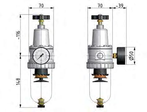 Filter-Regulator G1/2'' 1500 l/min 0.5-10.0bar/7-145psi Auto Polycarbonate Standard 2