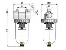 Filter 5microns G3/4'' 4000 l/min Semi-Auto Protective Cage Polycarbonate Standard 3