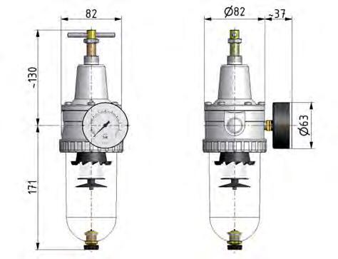 Filter-Regulator G1/2'' 3000 l/min 0.2-6.0bar/3-87psi Auto Polycarbonate Standard 3