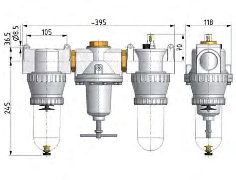 FRL 3-Part G1 1/2'' 4900 l/min 0.5-16.0bar/7-232psi Semi-Auto Metal Standard 5