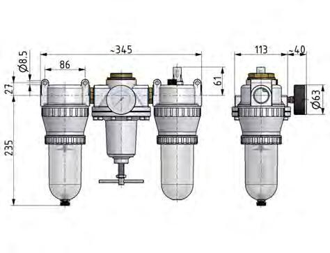 FRL 3-Part G3/4'' 4900 l/min 0.5-10.0bar/7-145psi Semi-Auto Metal Standard 5