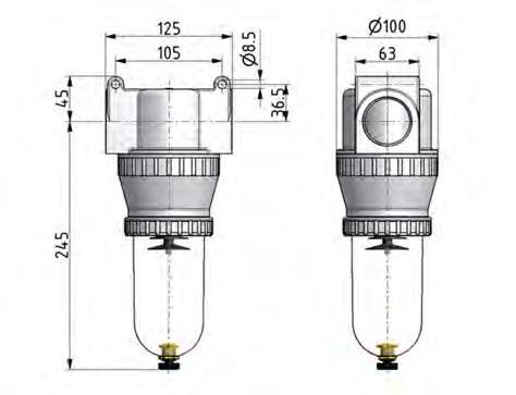 Filter 40micron G1 1/2'' 12500l/min Semi-Auto Polycarbonaat Standaard 5