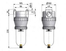 Filter 5microns G1'' 12500l/min Auto Metal Standaard 5
