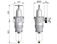 Filter-Regulator G3/4'' 12000 l/min 0.5-10.0bar/7-145psi Auto Polycarbonate Standard 5
