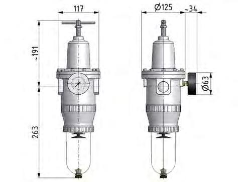 Filter-Regulator G1'' 12000 l/min 0.5-16.0bar/7-232psi Semi-Auto Metal Standard 5