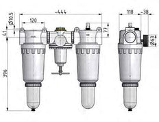 FRL 3-Delig G2'' 18500l/min 0.5-10.0bar/7-145psi Auto Metalen Standaard 8