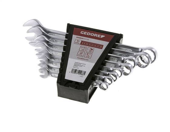8 - 19mm Gedore Red 8-Delige Set Steeksleutels Met 15 Graden Gebogen Steekring