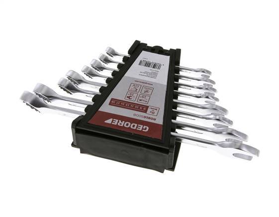 8 - 19mm Gedore Red 8-Delige Set Steeksleutels Met 15 Graden Gebogen Steekring