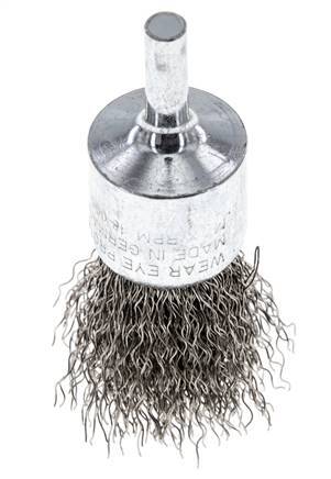 Staaldraad Gegolfde RVS Borstel Met Een Diameter 23 mm/ As 6 mm.