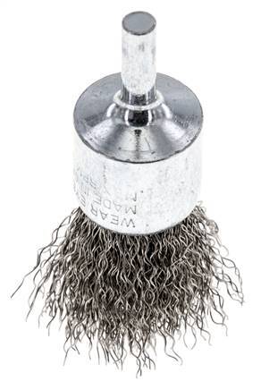 Staaldraad Gegolfde RVS Borstel Met Een Diameter 23 mm/ As 6 mm.