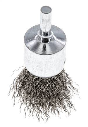 Staaldraad Gegolfde RVS Borstel Met Een Diameter 23 mm/ As 6 mm.