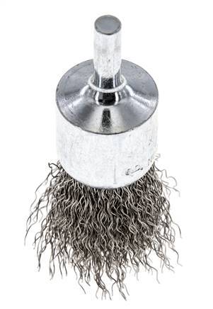 Staaldraad Gegolfde RVS Borstel Met Een Diameter 23 mm/ As 6 mm.