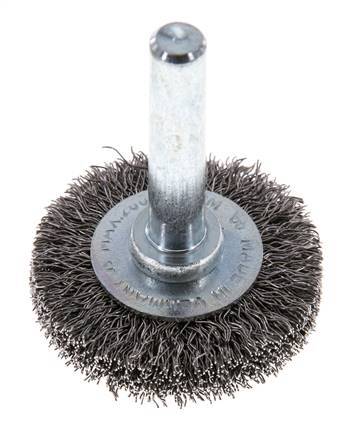 Staaldraad Gegolfde Ronde Staalborstel Diameter 30 mm/ As 6 mm