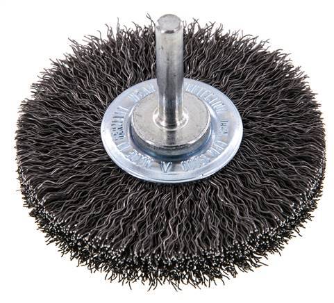 Staaldraad Gegolfde Ronde Staalborstel Diameter 70 mm/ As 6 mm