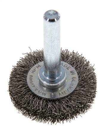 RVS Gegolfde Ronde Borstel Diameter 30 mm/ As 6 mm