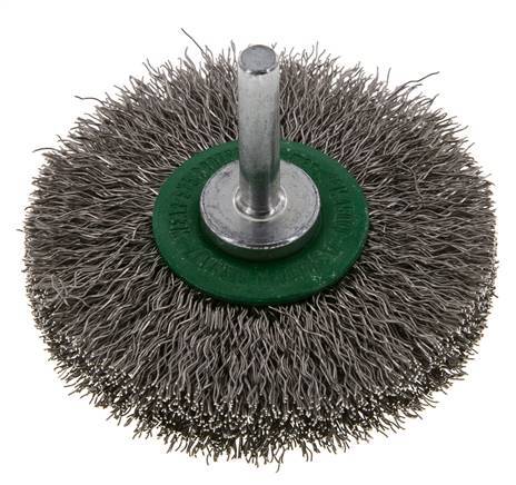 RVS Gegolfde Ronde Borstel Diameter 70 mm/ As 6 mm