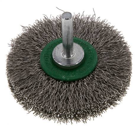 RVS Gegolfde Ronde Borstel Diameter 70 mm/ As 6 mm