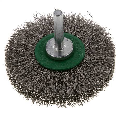 RVS Gegolfde Ronde Borstel Diameter 70 mm/ As 6 mm