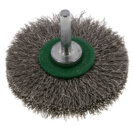 RVS Gegolfde Ronde Borstel Diameter 70 mm/ As 6 mm