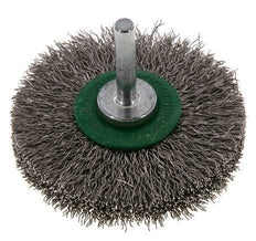 RVS Gegolfde Ronde Borstel Diameter 70 mm/ As 6 mm