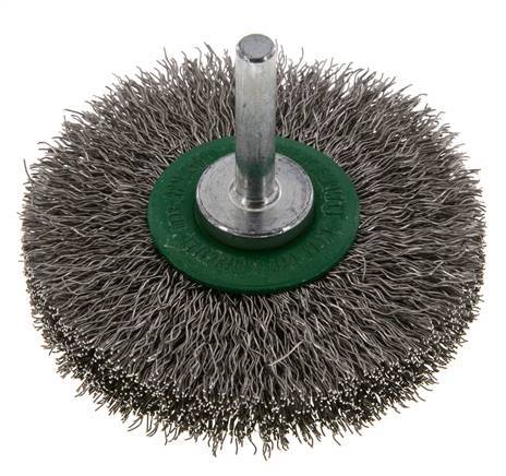 RVS Gegolfde Ronde Borstel Diameter 70 mm/ As 6 mm