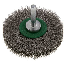 RVS Gegolfde Ronde Borstel Diameter 70 mm/ As 6 mm