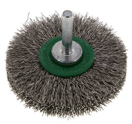 RVS Gegolfde Ronde Borstel Diameter 70 mm/ As 6 mm