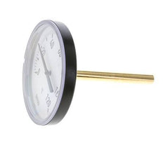 0 to +120°C Plastic Bimetallic Thermometer 100mm Cabinet 100mm Stem with Thermowell