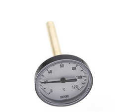 0 to +120°C Plastic Bimetallic Thermometer 63mm Cabinet 100mm Stem with Thermowell
