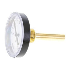 0 to +120°C Plastic Bimetallic Thermometer 63mm Cabinet 60mm Stem with Thermowell
