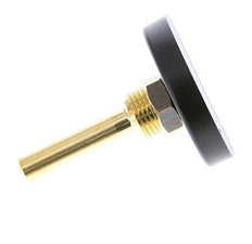 0 to +120°C Plastic Bimetallic Thermometer 63mm Cabinet 60mm Stem with Thermowell