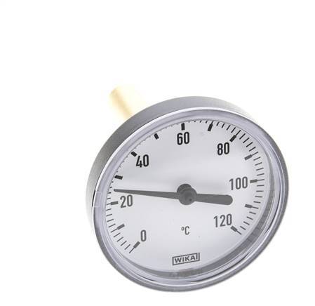 0 to +120°C Plastic Bimetallic Thermometer 63mm Cabinet 60mm Stem with Thermowell