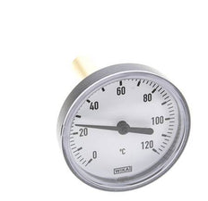 0 to +120°C Plastic Bimetallic Thermometer 63mm Cabinet 60mm Stem with Thermowell