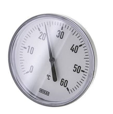 0 to +60°C Plastic Bimetallic Thermometer 100mm Cabinet 60mm Stem with Thermowell