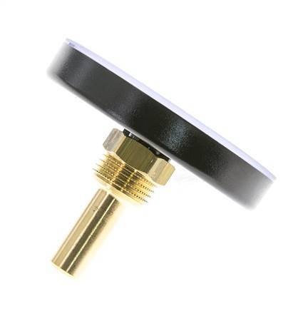 0 to +60°C Plastic Bimetallic Thermometer 80mm Cabinet 40mm Stem with Thermowell