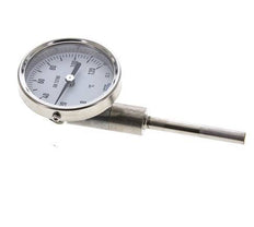 0 tot +120°C RVS Bimetalen Thermometer 63mm Behuizing 63mm Dompelbuis Onderaansluiting
