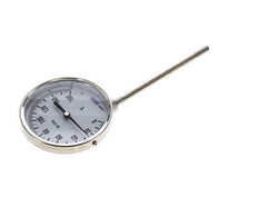 0 tot +160°C RVS Bimetalen Thermometer 100mm Behuizing 160mm Dompelbuis Onderaansluiting