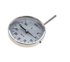 0 tot +160°C RVS Bimetalen Thermometer 100mm Behuizing 63mm Dompelbuis Onderaansluiting