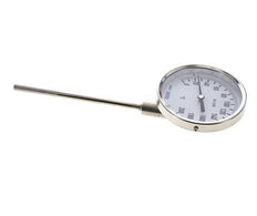 0 tot +200°C RVS Bimetalen Thermometer 100mm Behuizing 160mm Dompelbuis Onderaansluiting