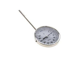 0 tot +200°C RVS Bimetalen Thermometer 100mm Behuizing 160mm Dompelbuis Onderaansluiting