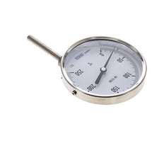 0 to +250°C Stainless Steel Bimetallic Thermometer 100mm Cabinet 63mm Stem Bottom