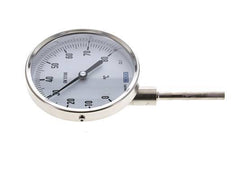 -20 tot +60°C RVS Bimetalen Thermometer 100mm Behuizing 100mm Dompelbuis Onderaansluiting