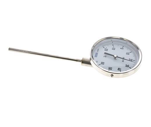 -20 to +60°C Stainless Steel Bimetallic Thermometer 100mm Cabinet 160mm Stem Bottom