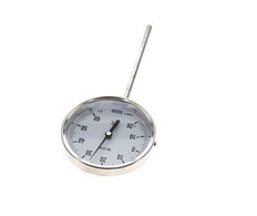 -20 tot +60°C RVS Bimetalen Thermometer 100mm Behuizing 160mm Dompelbuis Onderaansluiting