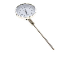 -20 tot +60°C RVS Bimetalen Thermometer 100mm Behuizing 160mm Dompelbuis Onderaansluiting