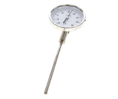 -20 tot +60°C RVS Bimetalen Thermometer 100mm Behuizing 160mm Dompelbuis Onderaansluiting