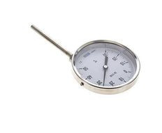 -30 tot +50°C RVS Bimetalen Thermometer 100mm Behuizing 100mm Dompelbuis Onderaansluiting